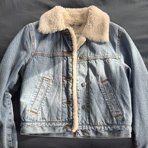 Abercrombie & Fitch Denim Jacket with Sherpa Lining